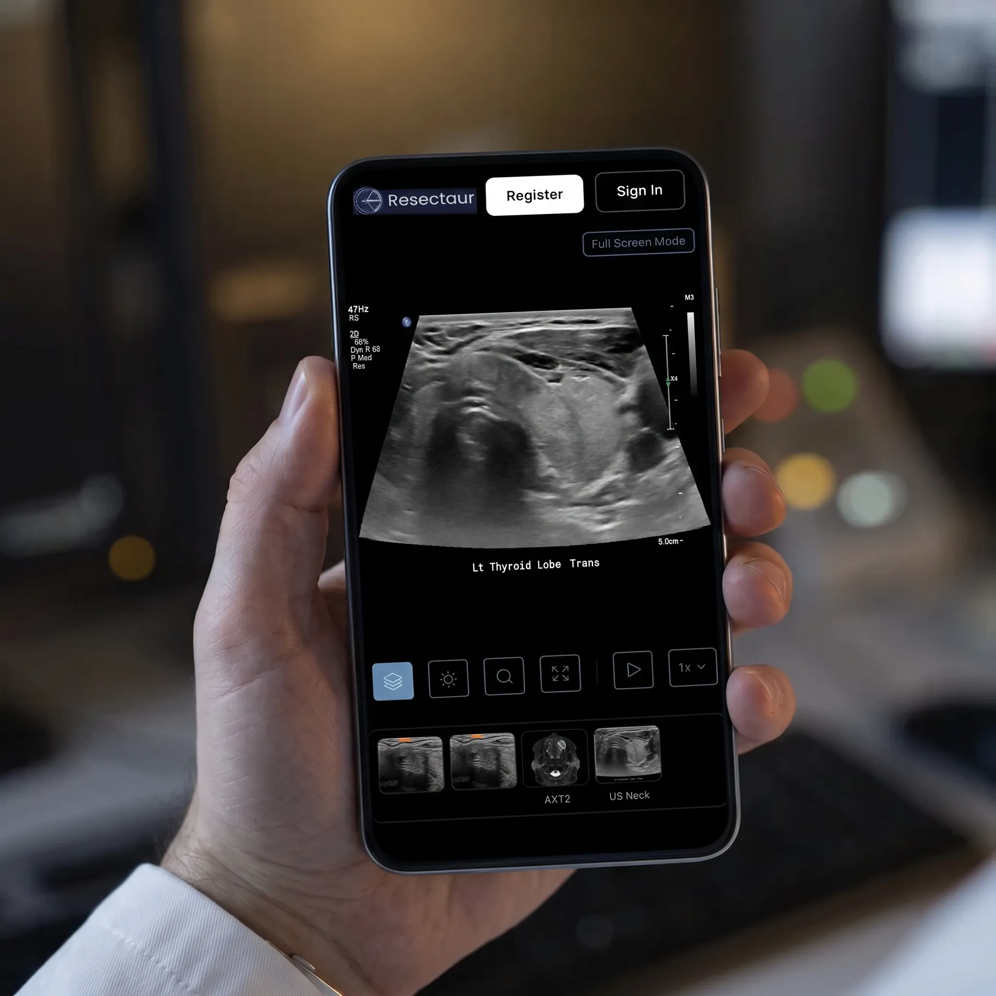 Neck ultrasound case in the mobile viewer